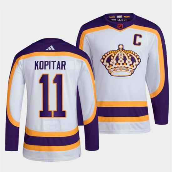 Men Los Angeles Kings #11 Anze Kopitar White 2022 Reverse Retro Stitched Jersey