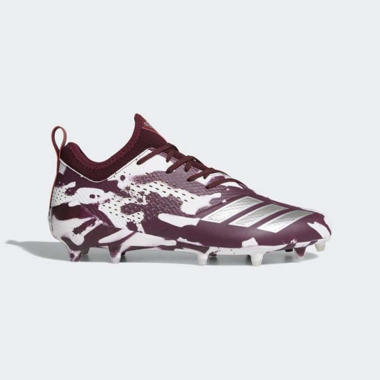 Mens Maroon/Metallic Silver/White Adidas Adizero Tagged Cleats Football Cleats 219YMCEV