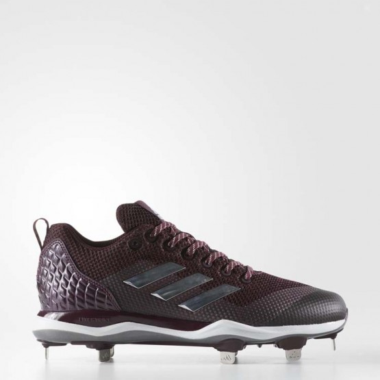 Mens Maroon/Metallic Silver/White Adidas Poweralley 5 Cleats Baseball Shoes 299MCVSG