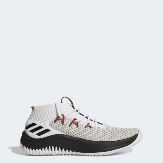 Mens White/Core Black/Scarlet Adidas Dame 4 Basketball Shoes 629FIGNE