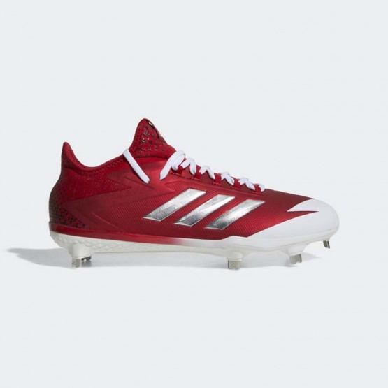 Mens Power Red/Metallic Silver/White Adidas Adizero Afterburner 4 Cleats Baseball Shoes 775BAXQR